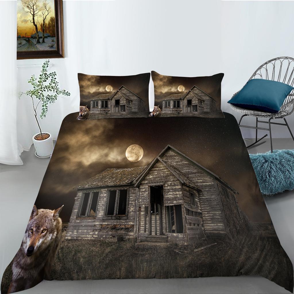 Wolf Series Digital Printing Fashion Polyester Bedding Three-Piece Set
