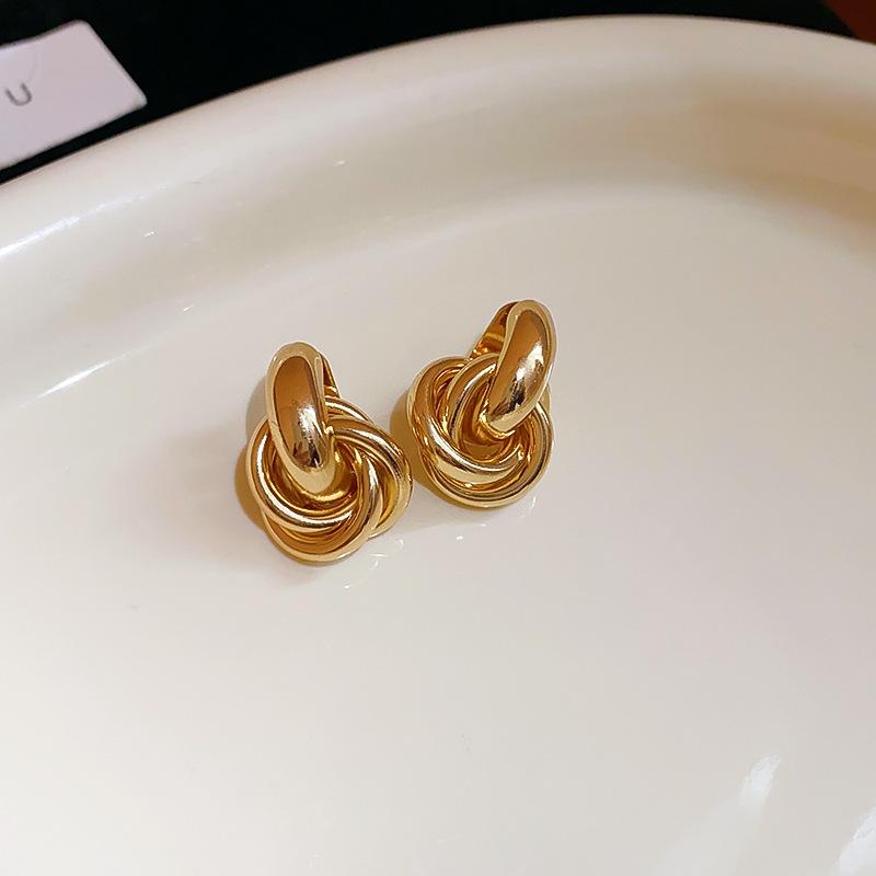 Vintage Silver Needle C-Shaped Diamond Pearl Stud Earrings - Elegant and Versatile Niche High-End Jewelry