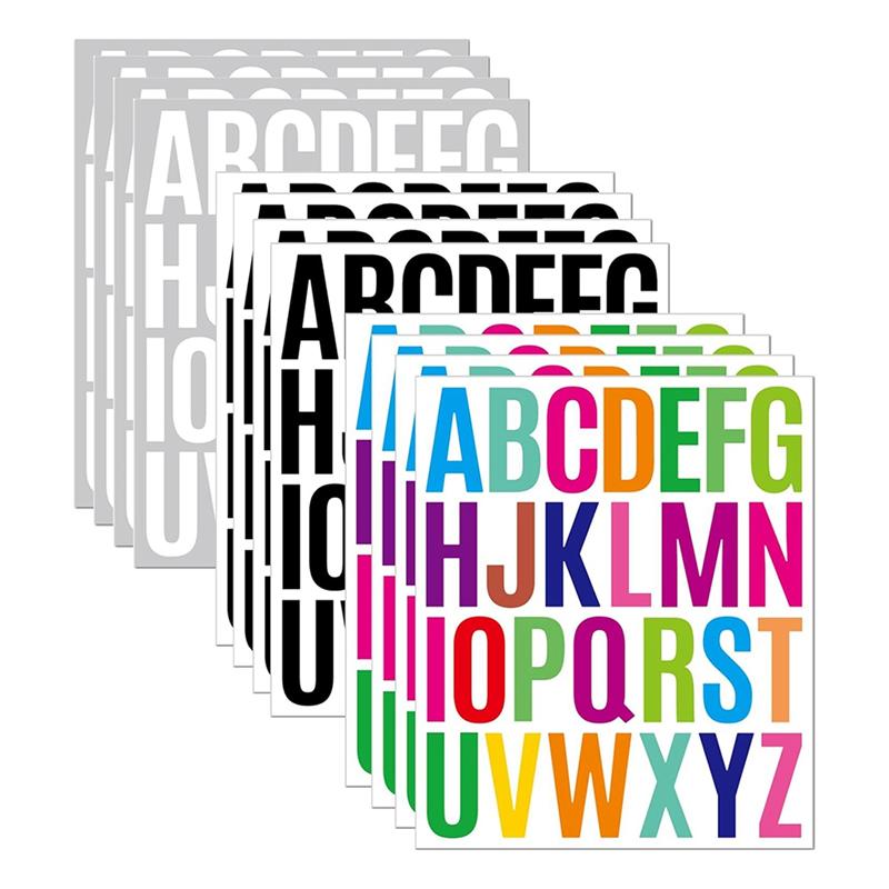 12 Blatt Briefaufkleber, 312 Stück Wasserdichte Alphabet-Aufkleber, 2 Zoll Selbstklebende Buchstaben-Set Vinyl-Buchstaben-Aufkleber