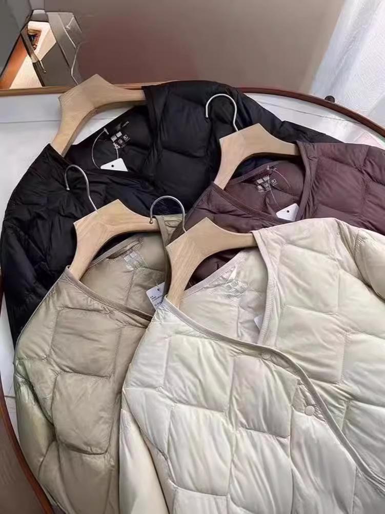 2024 Lightweight Women's Diamond Quilted Down Jacket for Spring, Autumn, and Winter - Trendy Casual Inner Layer