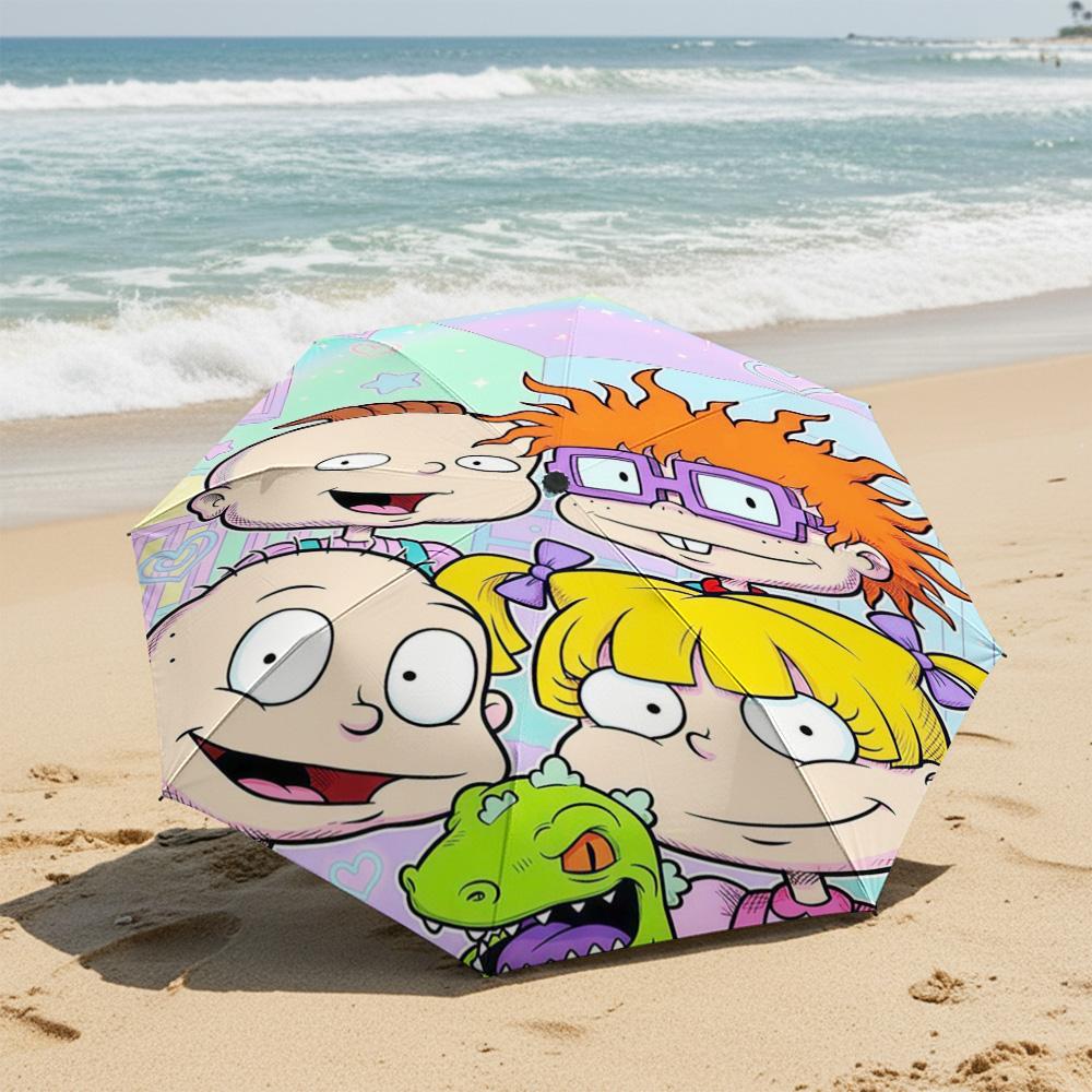 1 PC Automatic Folding Umbrella- Rugrats Pattern, Portable & Foldable Design with 8 Ribs, Christmas Birthday Gifts