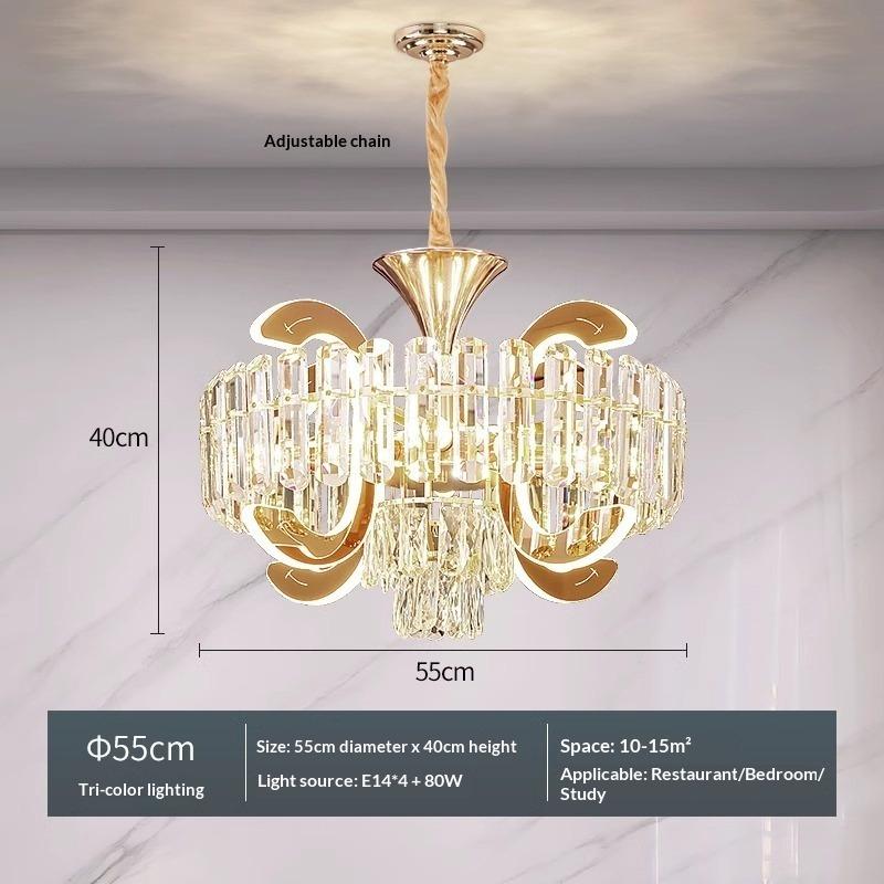 Хрустальный подвесной светильник, Высококлассный и атмосферный подвесной светильник для гостиной, столовой, зала, основной свет для виллы Diameter 55cm