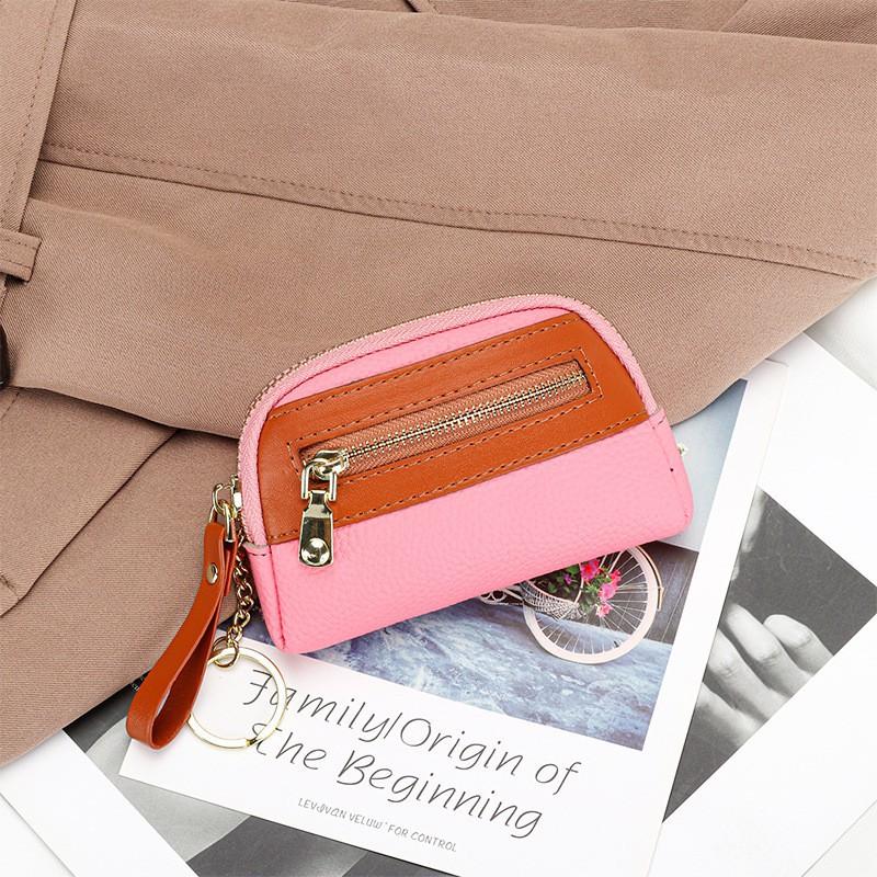 First-layer Cowhide Mini Coin Purse Women Small Exquisite Zipper Loose Large Capacity Key