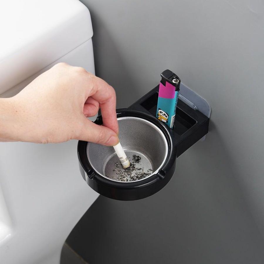 1PC Portable Ashtray Wall Stainless Steel Pocket Smoke Holders Storage Cup for Toilet Home Office Cigarette Case for Smoker