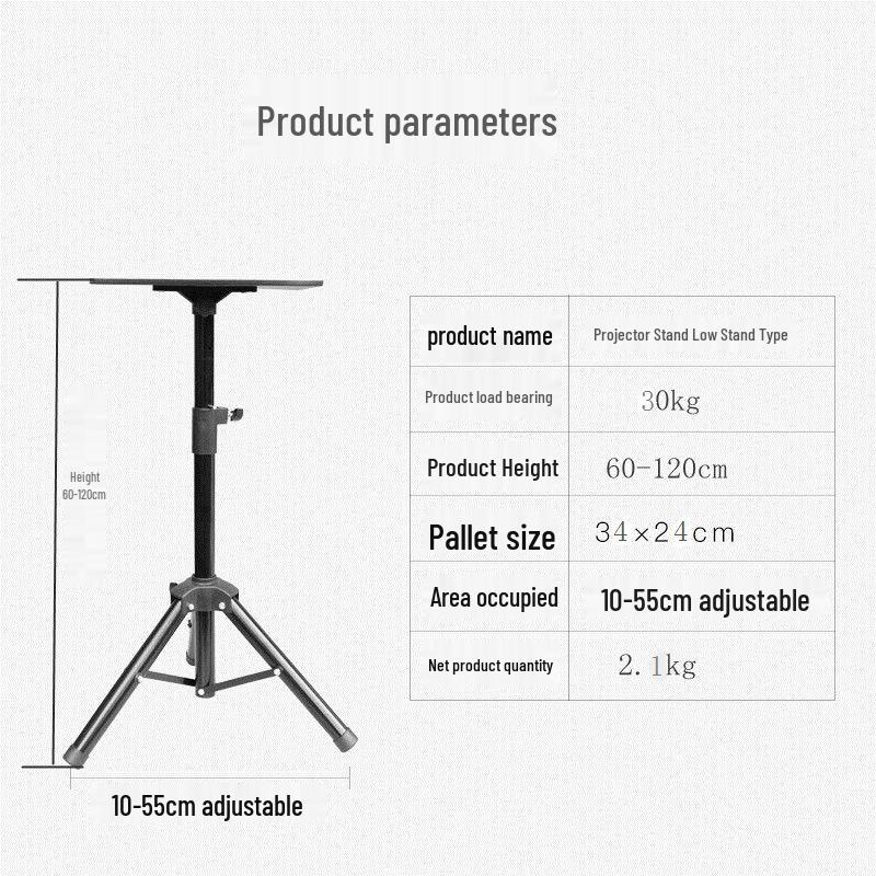 Universal Portable Projector Tripod with Pan-Tilt Head and Mobile Folding Design