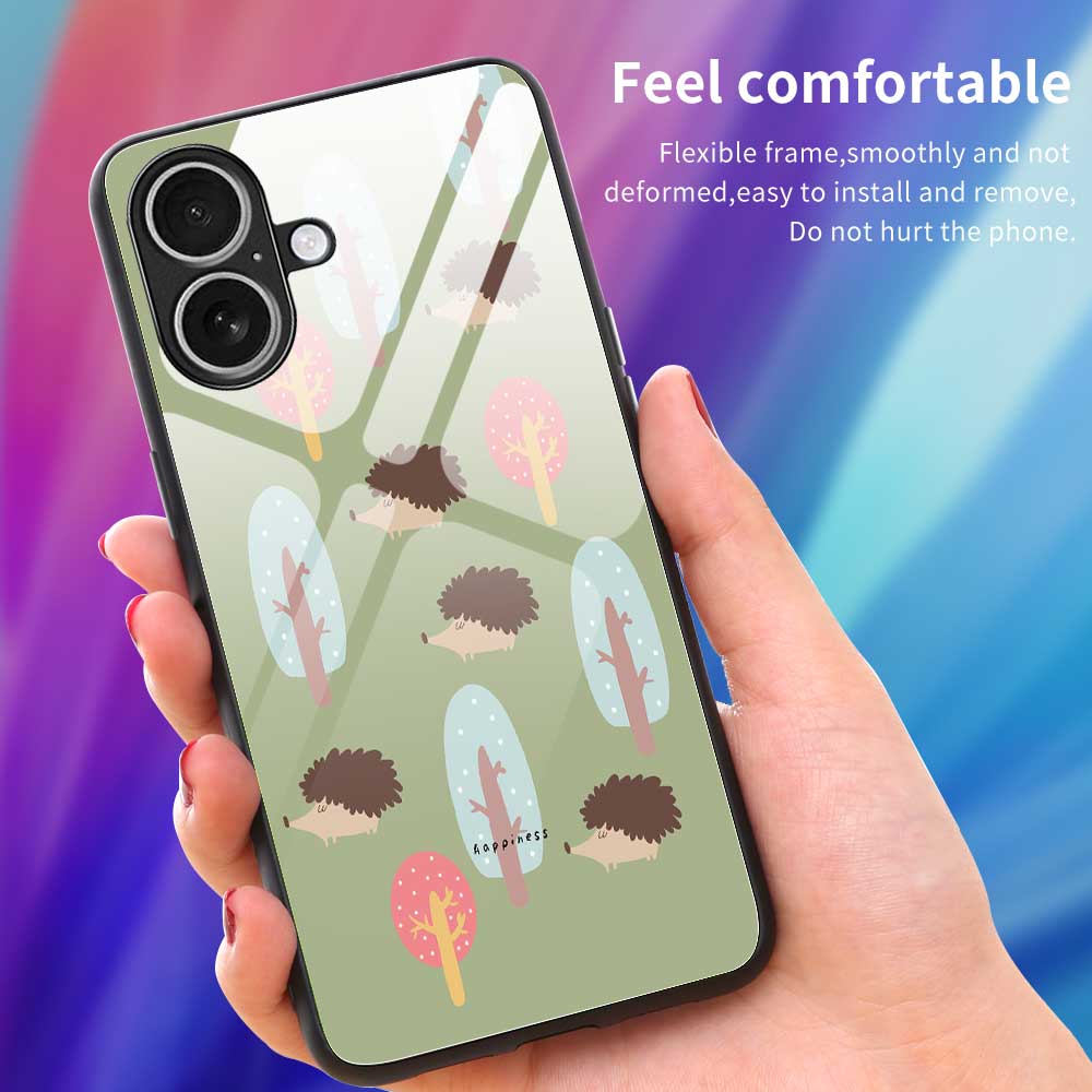 For iPhone 17 Case PC TPU Tempered Glass Pattern Printing Anti Drop Phone Back Cover