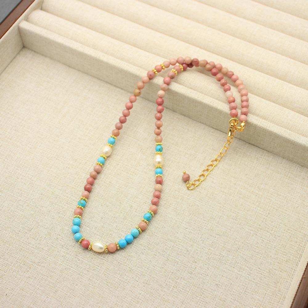 Summer Sweet Color Beaded Necklace, Temperament Design Sense Rice Bead Collarbone Neck Chain Female