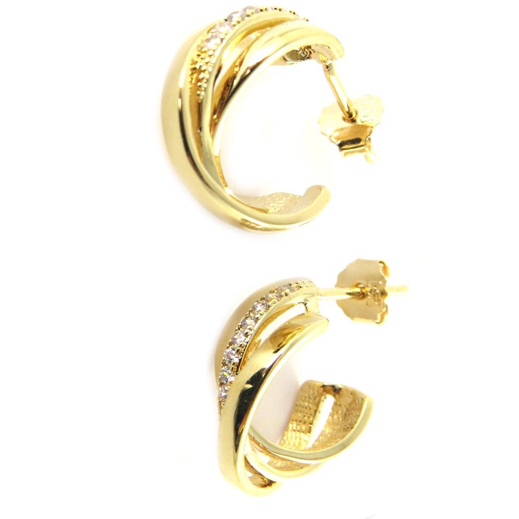 Les Trésors De Lily [N5329] - Gold Plated Hoop Earrings 'Sissi' White Gold - 15 Mm 8 Mm