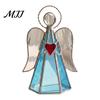 Sympathy Gift Candle Guardian Angel Stained Glass Holder Handcrafted Acrylic Tea Light Tealight for Windowsill Dining Table Centerpiece Spiritual