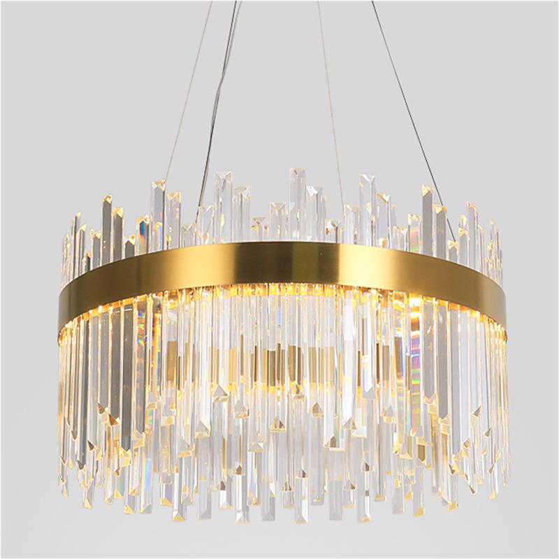 60CM Luxurious Designed Gold Glass Crystal Led Pendant Light Gold Ring Chandelier Round Light Fixture Dining Room Hotel Villa