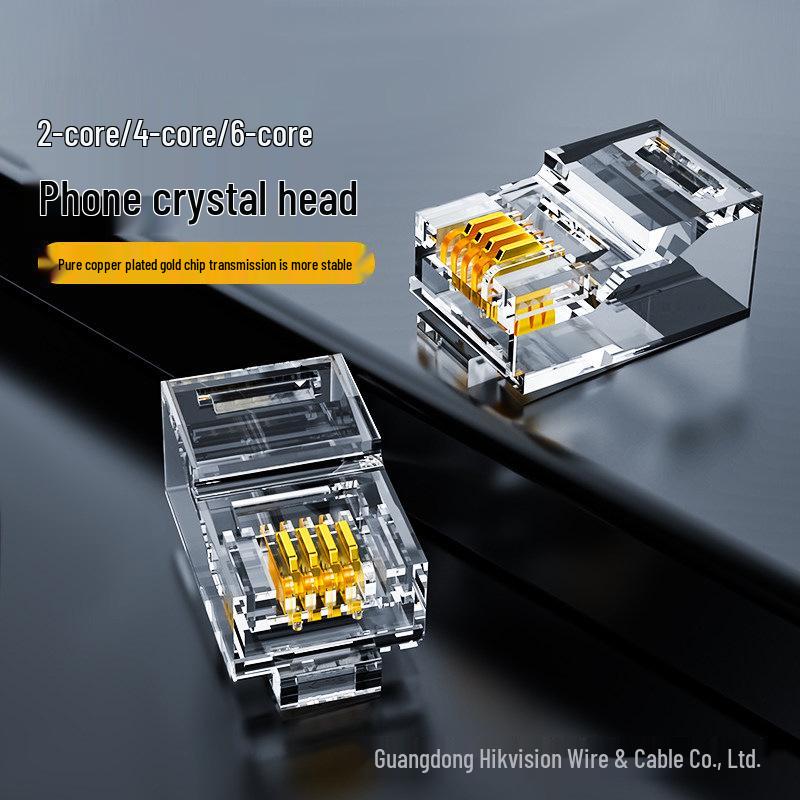 RJ11 Gold-Plated Crystal Head 6P2C/4C Telephone Line Connector for 2-Core/4-Core Fax Machines 50 Telephone Crystal Heads 6P2C