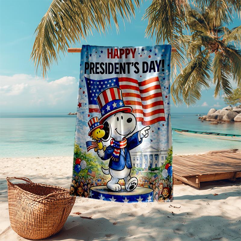 1pc Snoopy Celebrates Presidential Spirit Cartoon Quick Dry Microfiber Bath Towel for Swimming Surfing Camping Unisex Holiday. SJT7201108