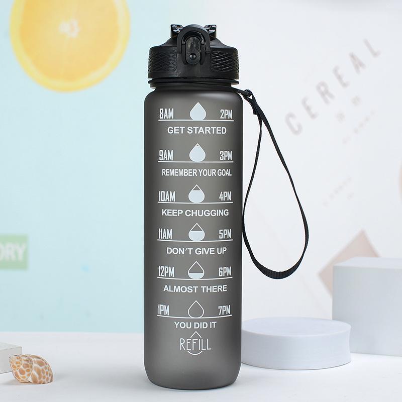Gradient Plastic Sports Water Bottle with Bounce Lid - Large Capacity for Students & Outdoor Fitness