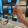 Rostfritt stål rund sked Nät Röd Gyllene middag Långt handtag omrörande dessertskedar för kökstillbehör Prylar