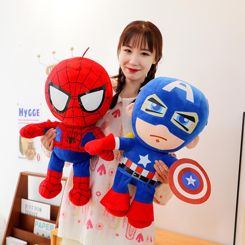 Big Size Cartoon Super Hero Plushies Captain America Spider Man Iron Man Doll Soft Stuffed Anime Plushies Birthday Gifts Kids