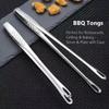 Long Kitchen Tongs Non-Slip Heat Resistant BBQ Grill Tongs Stainless Steel for Steak Seafood Buffet Salad Cooking Tools