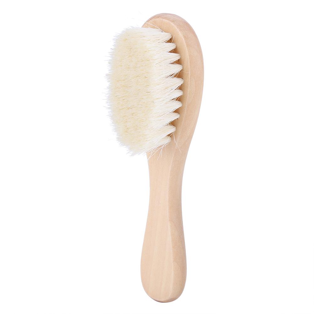 Baby Wooden Hair Brush and Comb Set Goat Hair for Newborns Toddlers Daily Care