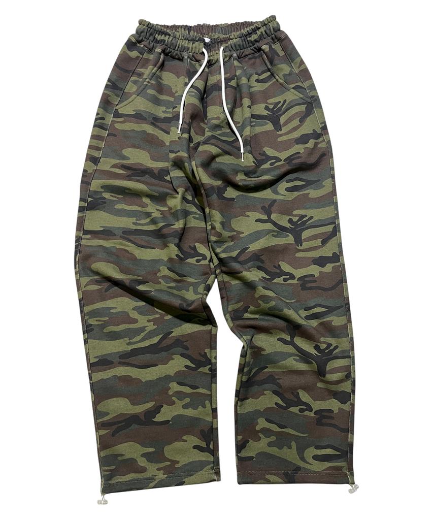 SK8ER ROCK Night Camouflage Sweat Wide Pants ((Khaki))