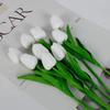 Silicone Tulips Artificial Flowers 34 Cm Decorative Plants for Vase 5 Pcs - White