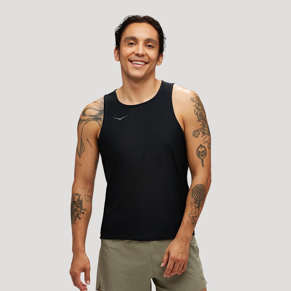 [hoka] Hoka Men s Aerolight Run Tank 1151070-BLK S