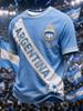 2026 Camiseta de Fútbol para Aficionados de la Selección Argentina Rayas Azules y Blancas Sol 3D Secado Rápido Deportiva Casual Camiseta para Hombre