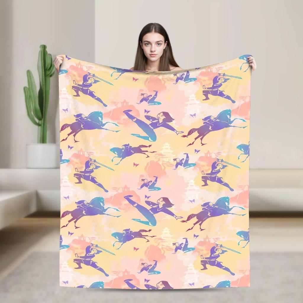 Mulan Mushu Flannel Blanket Winter Super Warm Bedding Throws for Kids Home Decor Graphic Bedspread Sofa Bed Cover