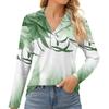 Women's Fashion Leisure Long Sleeve V Neck  Flower Printing  Top