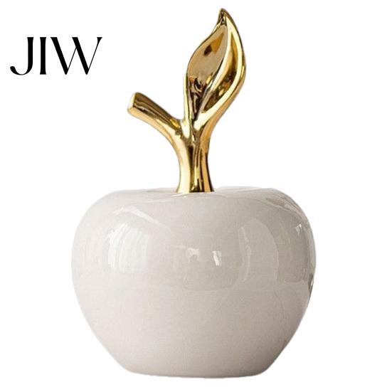 Modern Minimalist Home Decor Resin Apples Figurine with Leaf, Fruit Ornament, Smooth Glazed Sculptures Arts Crafts Desk Office Decor, Housewarming