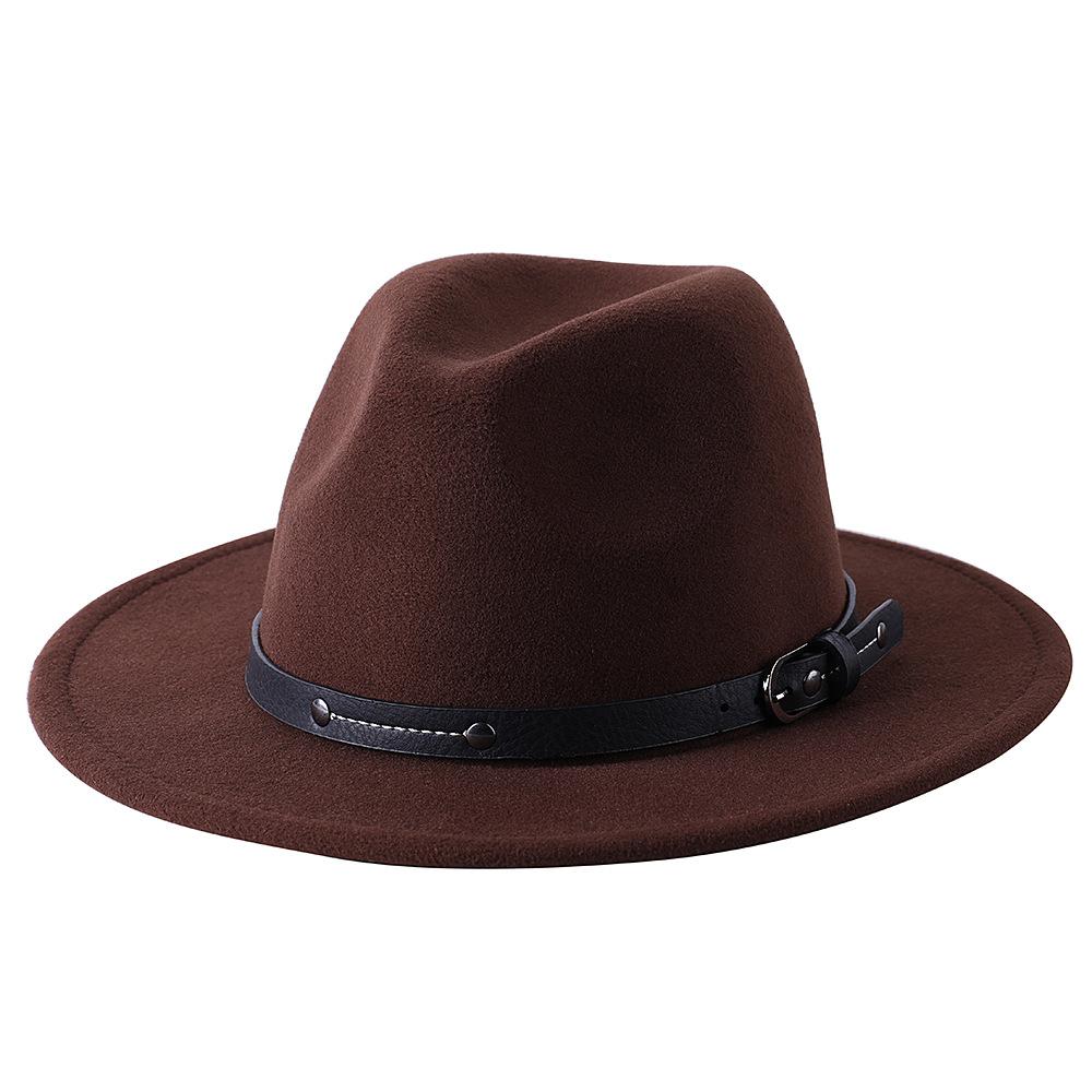 1Pc Fashion Wool Fedora Hat Men Autumn Winter Wide Brim Jazz Cap Imitation Woolen Women Church Felt British Hat