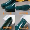 Women's Non-Slip Waterproof Low-Cut Rubber Rain Shoes for Kitchen, Short Slip-On Flats for Summer