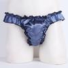 Mens Lingerie Soft Shiny Briefs Thong Panties Ruffled Frilly Sissy Bikini Briefs Thong Underwear Underpants