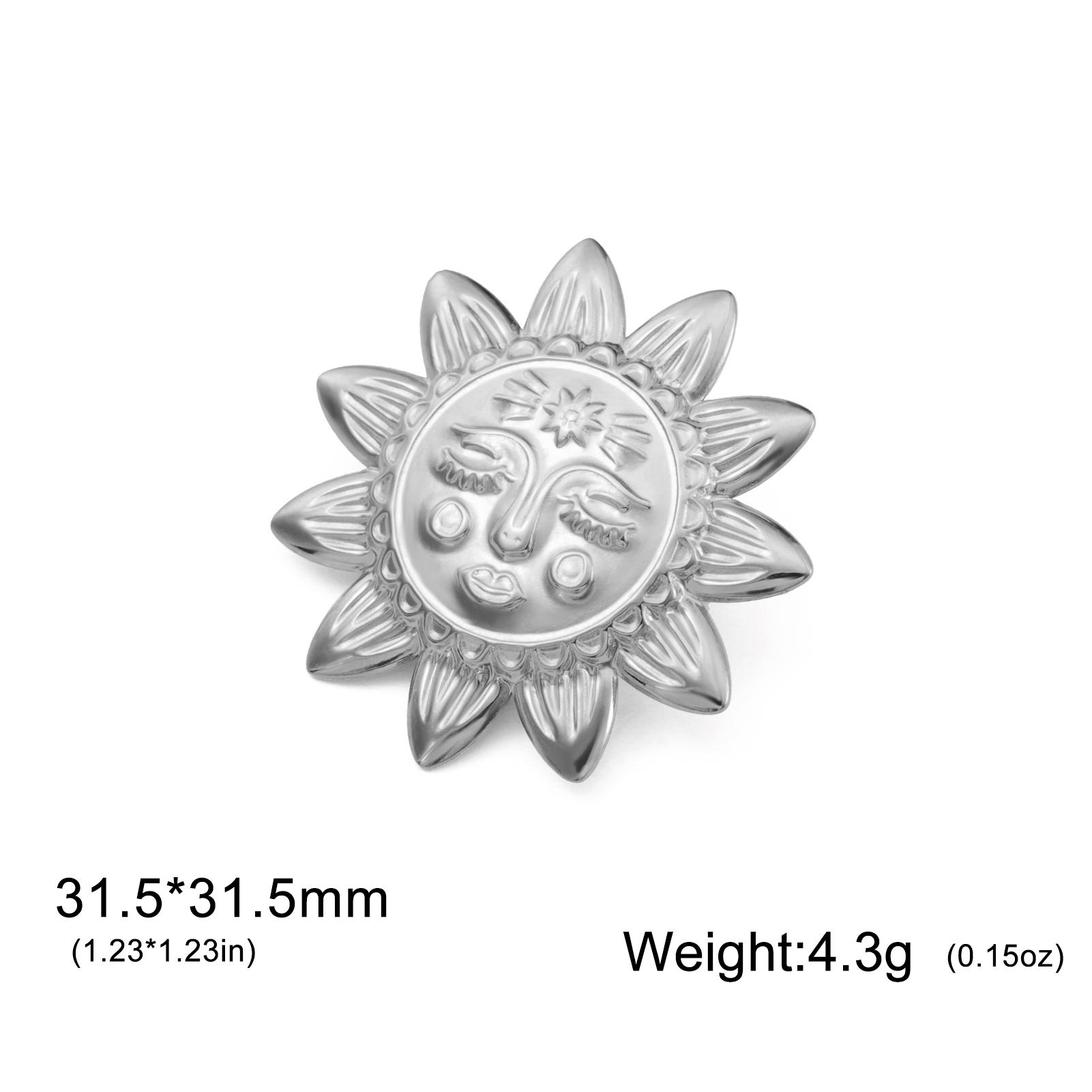 

Teamer Stainless Steel Gold Color Sunflower Brooch For Women Man Fashion Badge Pin Suit Shirt Accessories Jewelry Gift серебряный