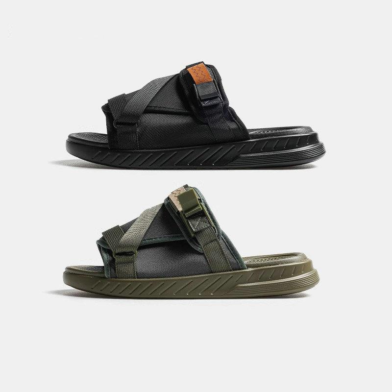 Fashion Men's Canvas Casual Slippers Summer Couple Thick Soled Non Slip Beach Slippers Men's Sandals