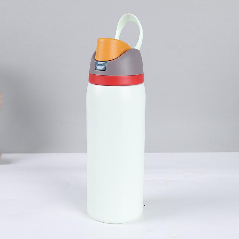 Isolierte Sportwasserflasche aus Edelstahl 304 mit Pop-Up-Deckel und tragbarem Griff