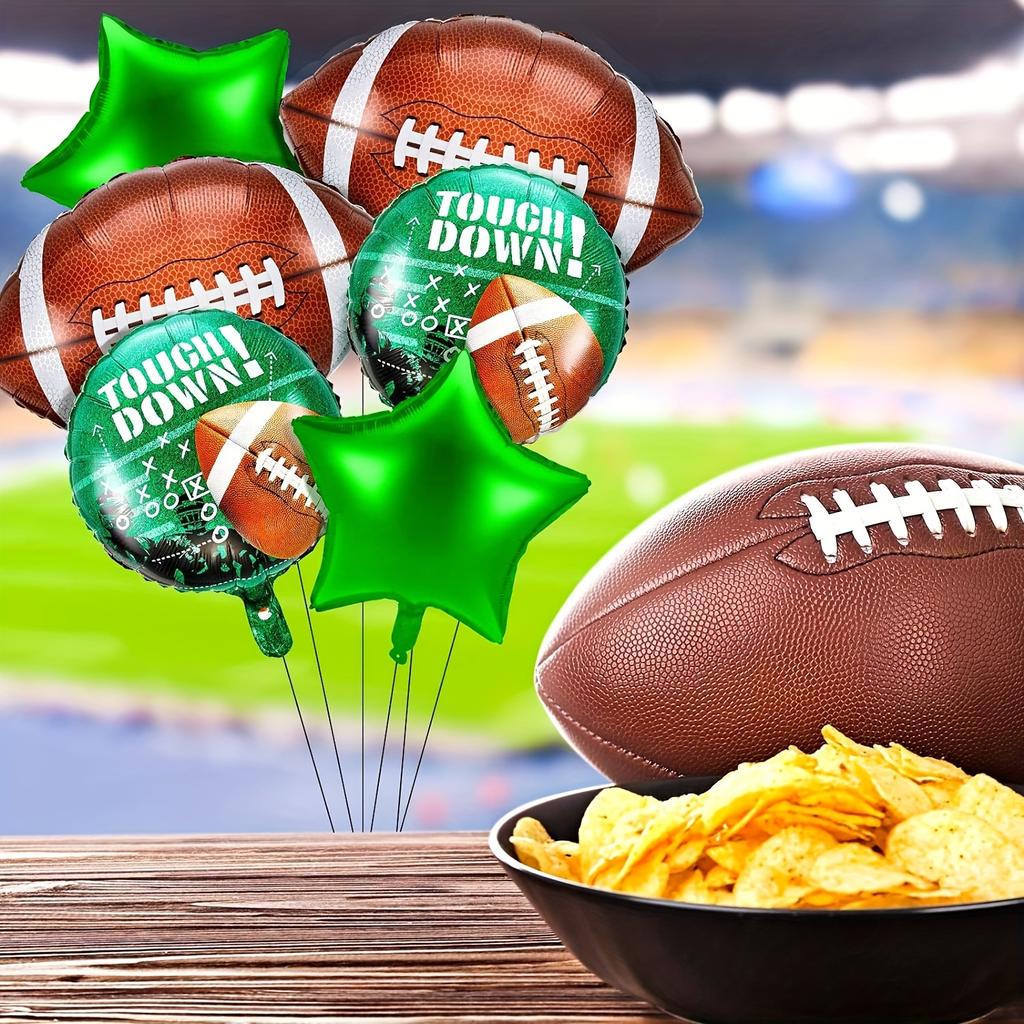6 Stück Rugby-Thema Super Bowl Aluminiumfolien-Ballonset Geburtstagsfeier Dekoration Rugby-Thema Party Event Ballon Zubehör
