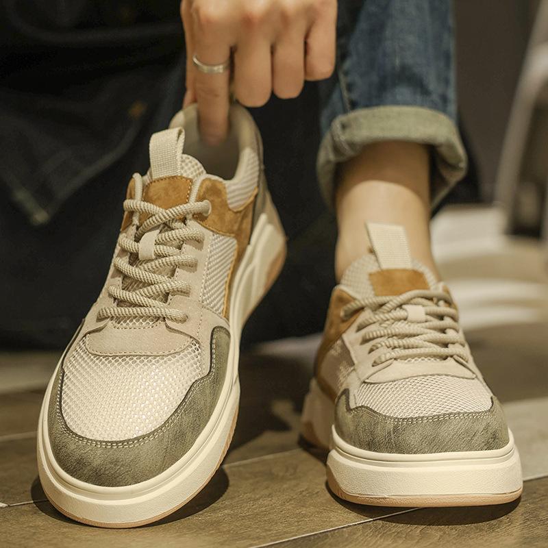 22 summer new breathable thin mesh deodorant mesh shoes heightening casual sports board shoes