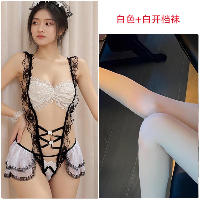 Sexy Lingerie Sexy Perspective Dress Lace Onesie Maid Suit Uniform Seduction Fun Tease