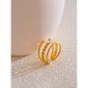 Yhpup Bague Ouverte Creuse en Métal Fleur Coquillage Naturel Acier Inoxydable Plaqué Or 18K Bijoux Sucrés Populaires