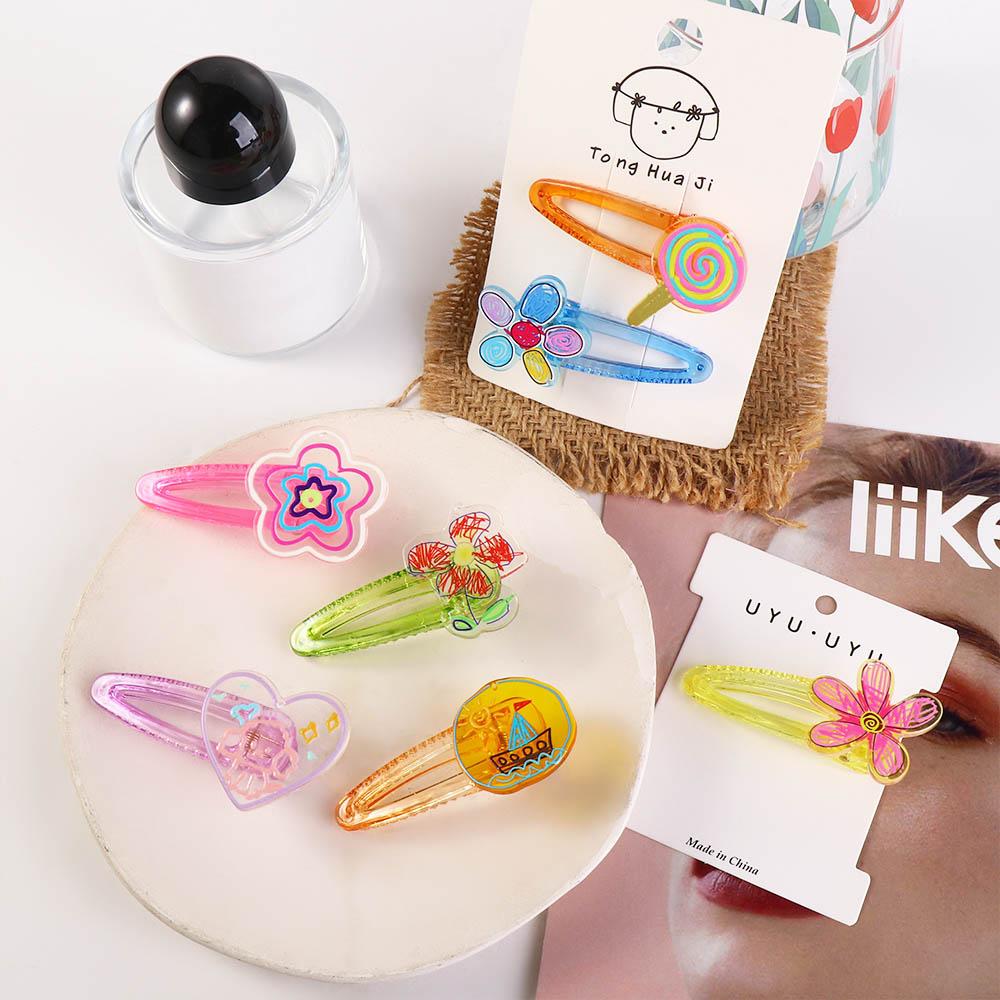 

Acrylic Girl s Headdress Side Hair Grip Duck s Beak Hairpin Women s Small Barrette Flower Hair Clip A