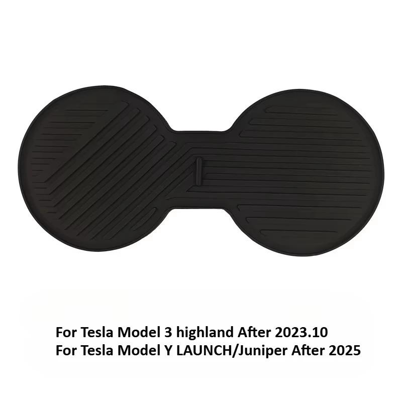 Central Control Water Cup Pad for Tesla Model Y LAUNCH 2025/Model 3 Highland Silicone Drink Coaster Antiskid Cup Mat Accessories