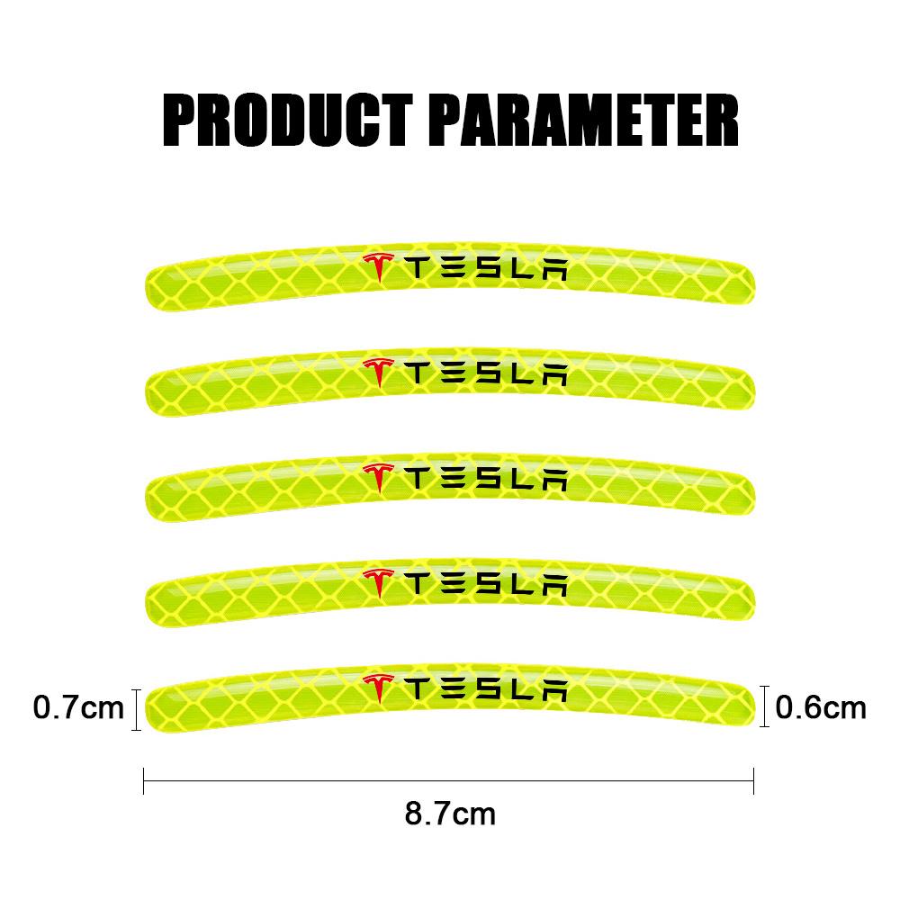 WDYEA1 5/10/20pcs Reflective Car Wheel Rim Stickers Tape Strips Auto Decoration For Tesla Model 3 Y S X Roadster Cybertruck Juguete WYE