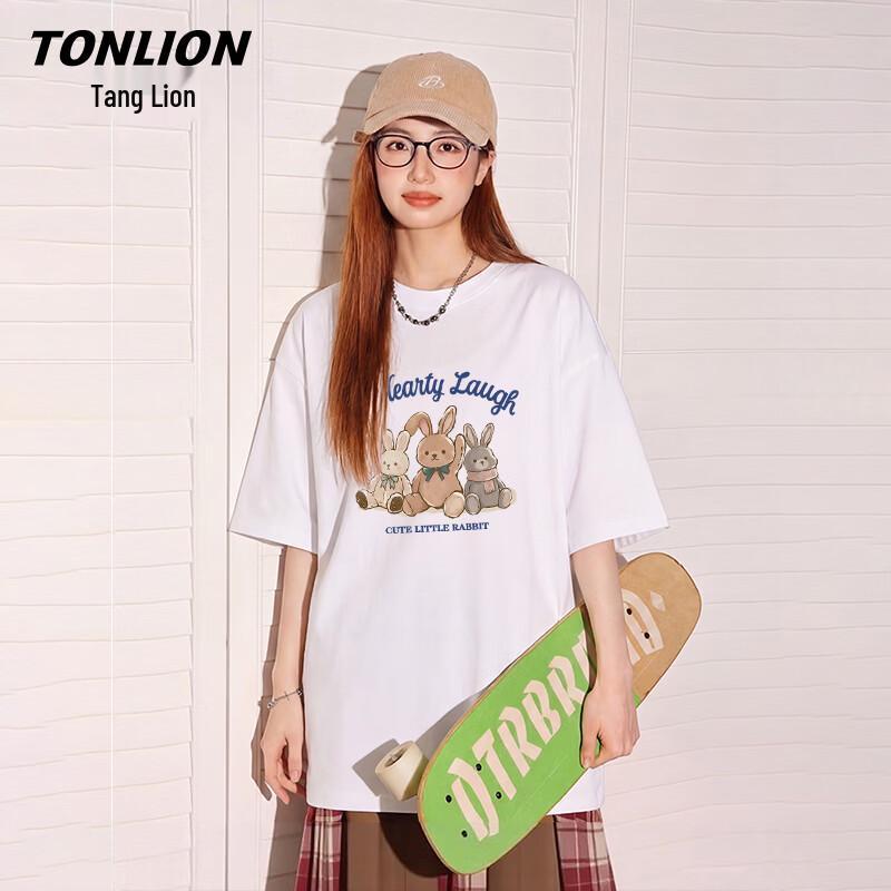 Camiseta Feminina TonLion de Algodão Puro com Estampa de Desenho, Corte Solto