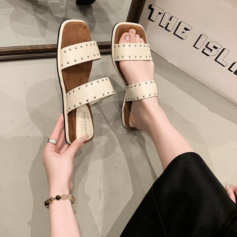 2026 French Retro Summer Outdoor Wear Beach Vacation Casual Beach Sandals 35 бежевый