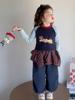 Girls' Korean Cartoon Plaid Bib Overalls Set - Autumn 2025 Edition