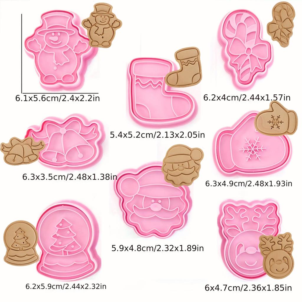 Keksausstecher Weihnachten Teig Stempel Kunststoff 3D Cartoon Pressbare Keksform Süßwaren Backen Gebäck Backformen