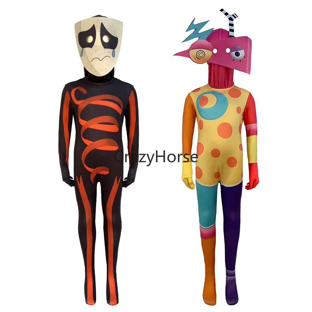 Adult Digital Circus Pomni Cosplay Costume Tight Jumpsuit Halloween Party Outfit Jax Ragatha Zooble Style