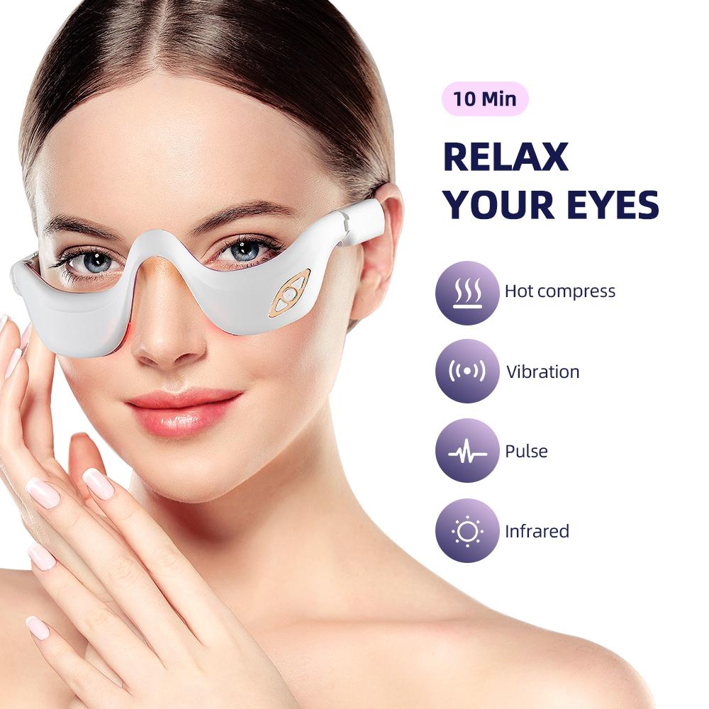 New Intelligence EMS Pulse Vibration Under-Eye Massager Heated Relieves Eye Fatigue Eyes Massage Glasses Dark Circle Eye Bags Eye Promote Sleep Unisex