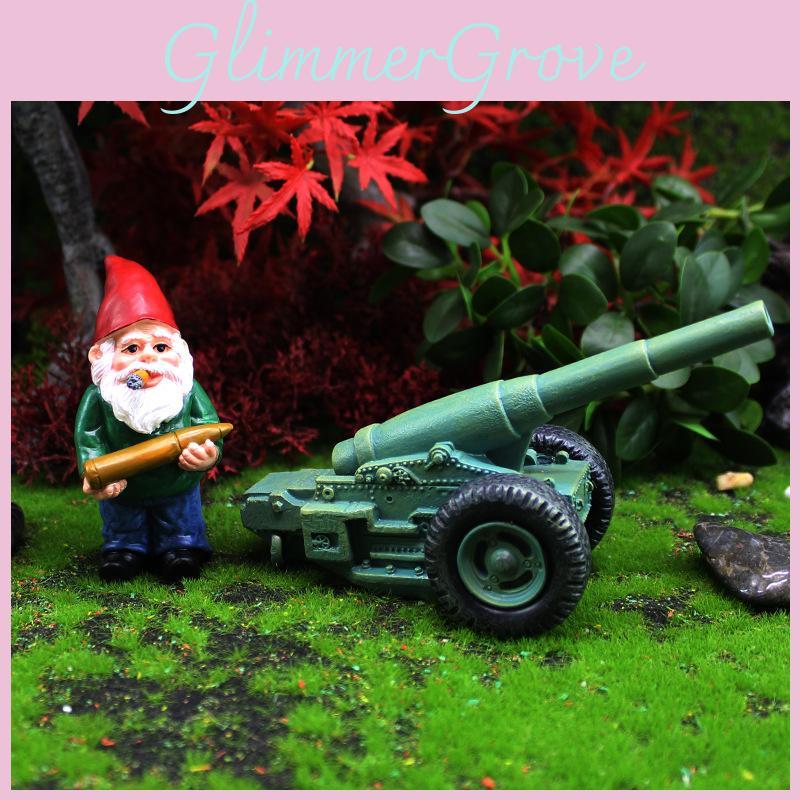 Resin Dwarf Battle Cannon Garden Miniature For Landscaping Gift Decorations
