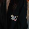 Rhinestones Running Horse Brooch Decorative Zodiac Animal Badge Brooch Pins  Jewelry Accessories