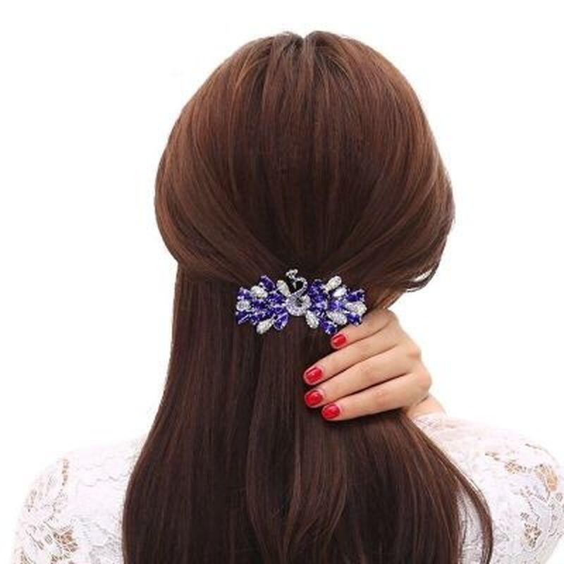 Women Colorful Peacock Hair Clip Barrette Hair Accessories Women Fashion Rhinestone Hairpin Headwear